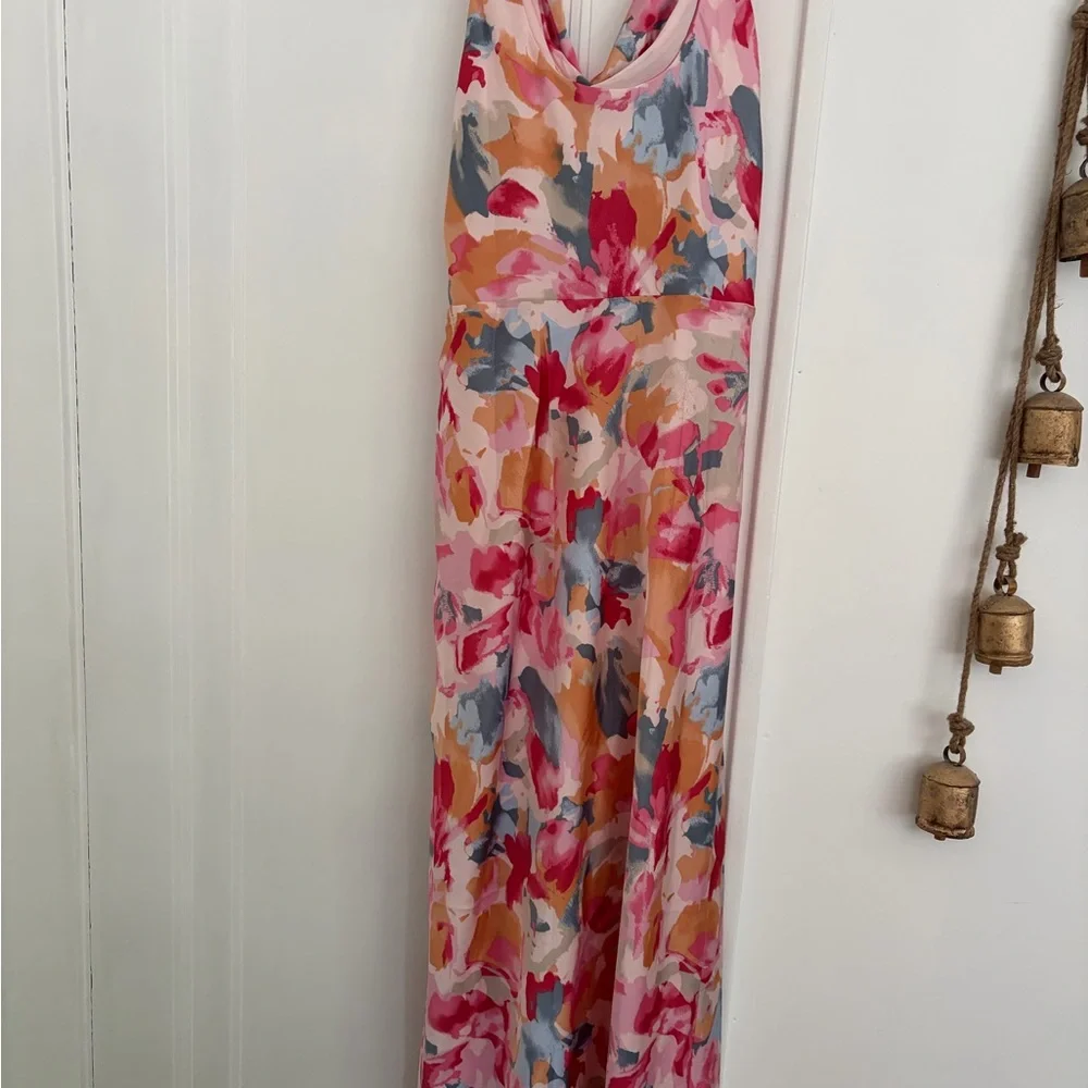 Abercrombie Floral Watercolor Cowl Neck Maxi Dress
